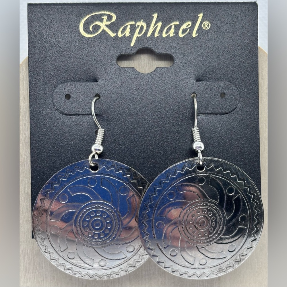 Raphael Silver Circle Disc Earrings